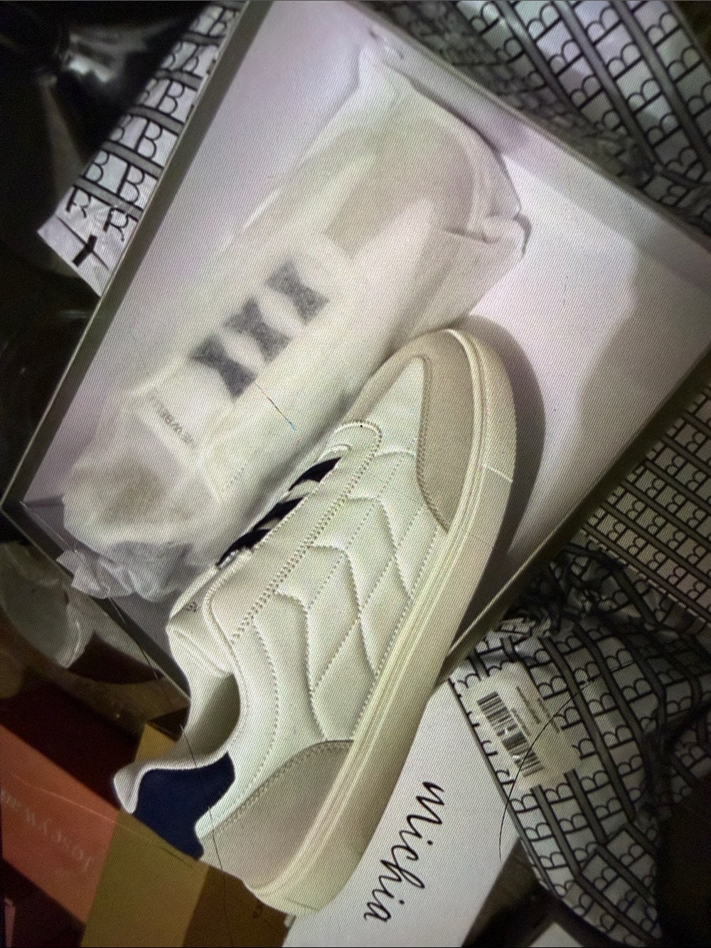 Mishka Quilted White and Navy Men's Leather Sneaker